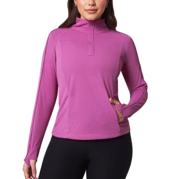NEW Mondetta Quarter-Zip Pullover Long Sleeve Active Thumbhole Sport Top Shirt - Picture 1 of 4
